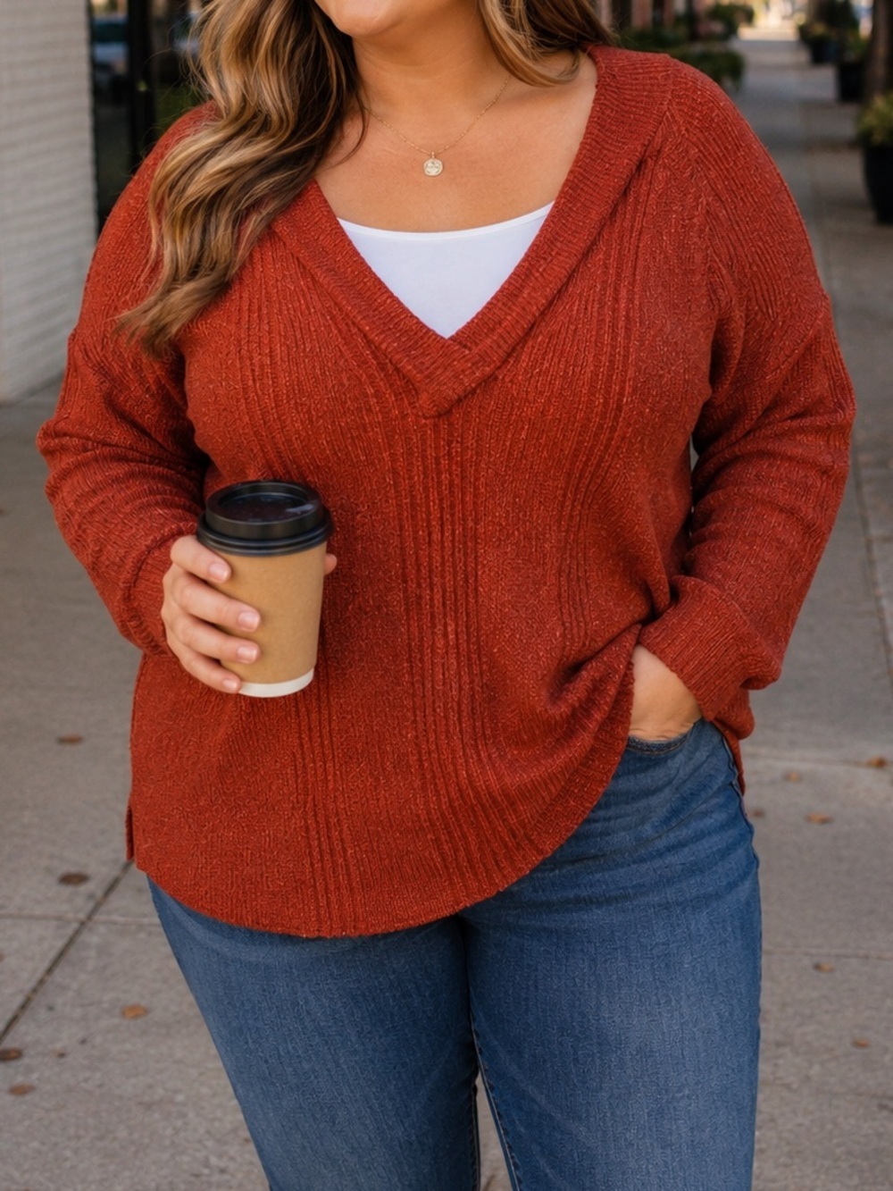 Great Northwest Layered Sweater Top | Orange Knit Pullover | Fall Sweater 2X